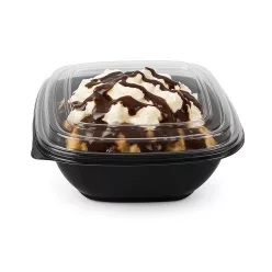 Négyzetes fekete alj 250ml (12x12cm) natúr tetővel PP