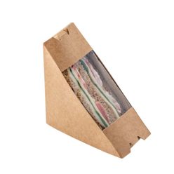 Háromszög szendvics doboz tetővel (4 szeletes) kraft