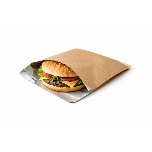Pita / hamburger papírtasak 17x17,5cm THERMO (Alu) kraft