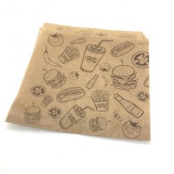 Pita / hamburger papírtasak, Street Food 18×18 cm – tálaláshoz