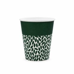   100% lebomló papírpohár 220ml (80mm) műanyagmentes LEAF - sötétzöld