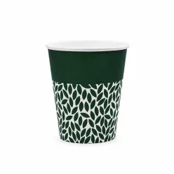   100% lebomló papírpohár 220ml (80mm) műanyagmentes LEAF - sötétzöld