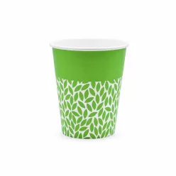   100% lebomló papírpohár 220ml (80mm) műanyagmentes LEAF - világoszöld