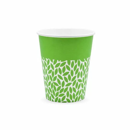 100% lebomló papírpohár 220ml (80mm) műanyagmentes LEAF - világoszöld