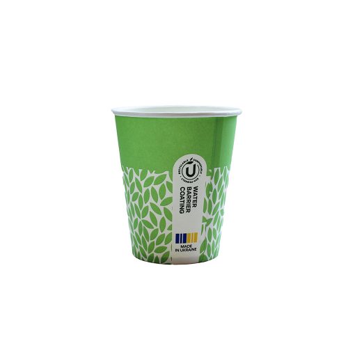 100% lebomló papírpohár 220ml (80mm) műanyagmentes LEAF - világoszöld