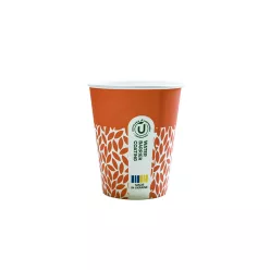   100% lebomló papírpohár 220ml (80mm) műanyagmentes LEAF - narancs