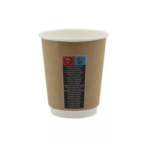 Duplafalú papírpohár 220ml (80mm) KRAFT