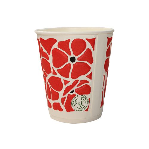 100% lebomló papírpohár duplafalú 220ml (80mm) POPPY 3D műanyagmentes