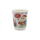 Karácsonyi mintás duplafalú papírpohár, 340 ml – hőszigetelt, 90 mm perem