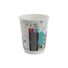 Karácsonyi mintás duplafalú papírpohár, 340 ml – hőszigetelt, 90 mm perem