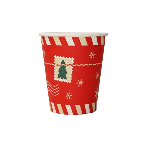 100% lebomló papírpohár karácsonyi POSTCARD 350ml (90mm) műanyagmentes