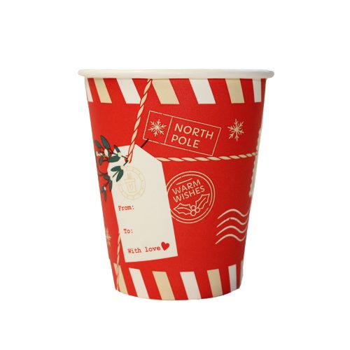 100% lebomló papírpohár karácsonyi POSTCARD 350ml (90mm) műanyagmentes