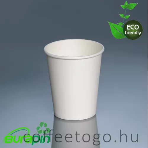 100% lebomló papírpohár fehér 220ml (80mm) műanyagmentes