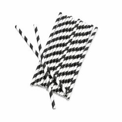 100% papír szívószál Black & White