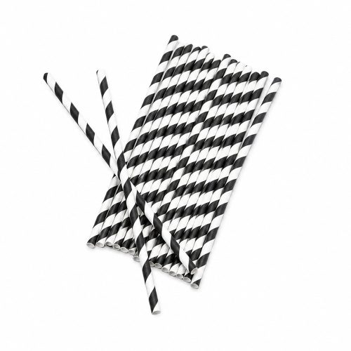 100% papír szívószál Black & White