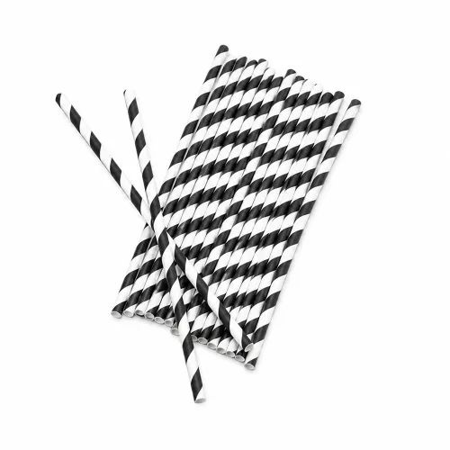 100% papír szívószál Black & White