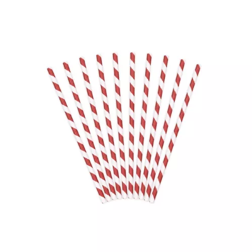 100% papír szívószál Red & White